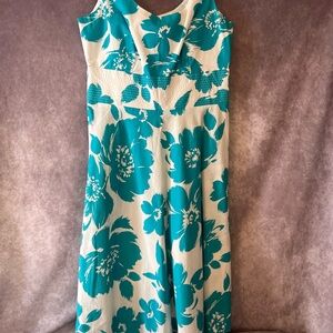 Karin Stevens Teal Sleeveless Dress Fit & Flare Sundress Women’s 8 Empire Waist